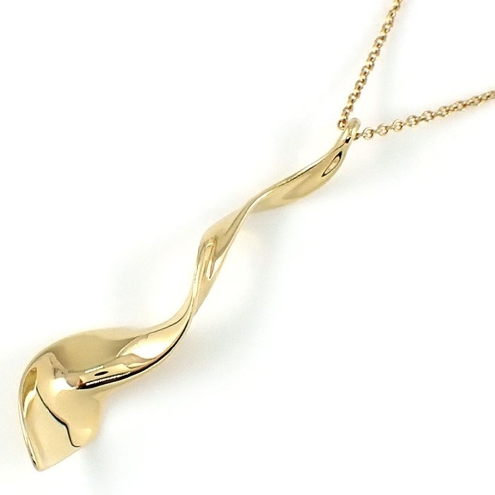 Tiffany Orchid Drop Spiral Twist Necklace Yellow Gold
